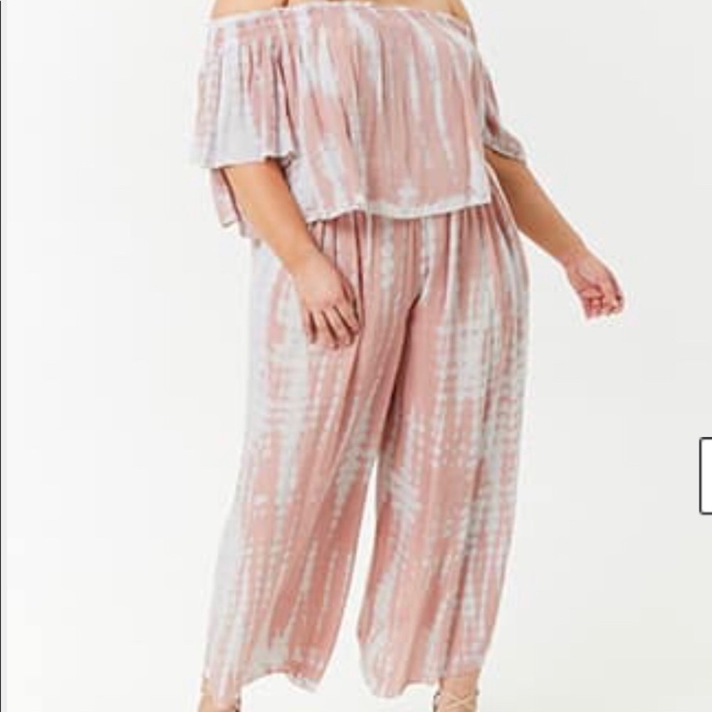 Tie Dye Off The Shoulder Crop Top & Ankle Pants